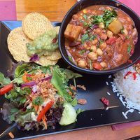 Vegan chilli with guacamole   at La Esterella in Lagos