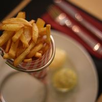 belgian frites with veganaise at La Esterella in Lagos