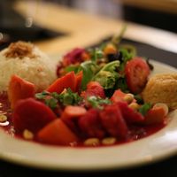 beetroot peanut vegan plate at La Esterella in Lagos