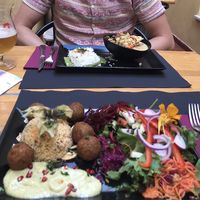 Falafel salad and Thai seitan curry at La Esterella in Lagos
