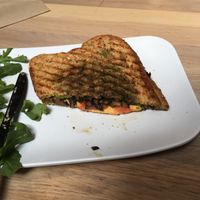 Portobello dream with vegan cheese  at Pure Cold Press in Brookline