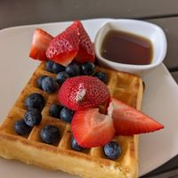 Vegan waffle at MidMod Cafe in Palm Springs