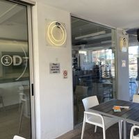 Outside #Veganuary at MidMod Cafe in Palm Springs