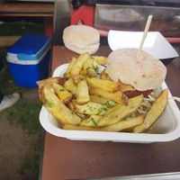 Vegan burger and wedge chips at Vegan Earthlings in Brighton