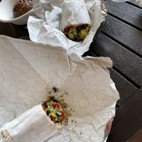 They split the vegan Latin wrap into 2 separate wrappings/foils - big portion, glad we split it  at Healthy Habit  in Hilton Head Island