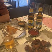 Starters and beer  at Chakra in Kyoto