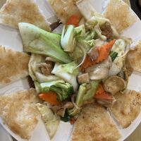 Fried noodles and veggies  at Happy Veggie in Redondo Beach