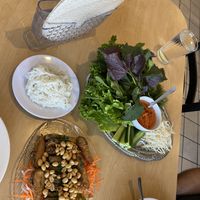 This is so good! Chefs Special crispy vegan fish and veggies to wrap like giant spring rolls by yourself   at Happy Veggie in Redondo Beach
