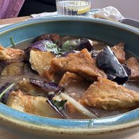 Eggplant tofu pretty good  at Happy Veggie in Redondo Beach