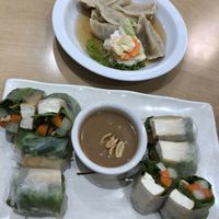 Dumplings and rolls  at Happy Veggie in Redondo Beach