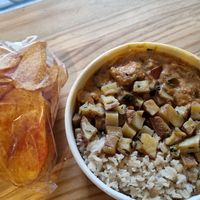 Stroganoff and paprika crisps at Vegano SP in Sao Paulo