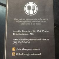 menu back at Black Burger in Belo Horizonte