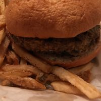 Match-Meat vegan burger on gluten-free, vegan-friendly bun at Three Kings Public House in St Louis