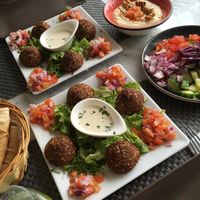 falafel with hummus and bread at Ilili in Tenerife