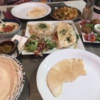 Vegan shawarma, hummus, falafel, potatoes at Ilili in Tenerife