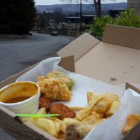 vegan box (halfway through eating it) at Ranmoor Friery in Sheffield