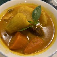 Veg Curry containing Tofu, vegan “beef”, mushrooms, potatoes and carrots   at Veggie Saigon - Vietnam & Thai Vegan Restaurant in Ho Chi Minh City
