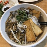 Mushroom tofu noodle soup & fresh spring rolls  at Veggie Saigon - Vietnam & Thai Vegan Restaurant in Ho Chi Minh City
