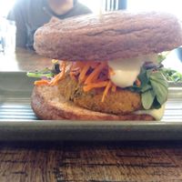 Spiced chickpea burger at Health Freak Cafe in Applecross