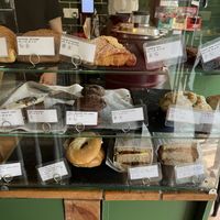 Pastry and sandwich case  at Sazzy & Fran in East London