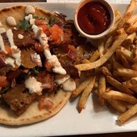 pita with vegan gyros !   at Benson Brewery in Omaha