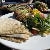 Chickpea & cauliflower falafel plate, made vegan  at Eatery A in Des Moines