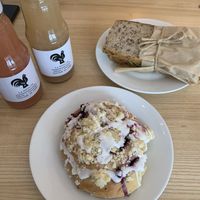 Sandwich and bun at Lokal Dela Krem in Warsaw