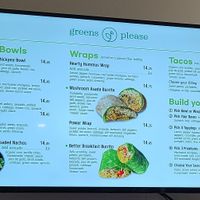 menu at Greens Please Wellness Kitchen in Poway