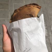 Spinach valerian pie with vegan cheese at Starenio Bakery in Corfu