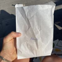 They write name of filling at paper at Starenio Bakery in Corfu