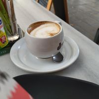 Vegan cappuccino! 🙀 at Starenio Bakery in Corfu