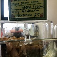 Fresh nectarines upside down cake   at Starenio Bakery in Corfu