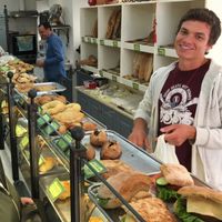 loads of vegan pasties. Great help with excellent English.  at Starenio Bakery in Corfu