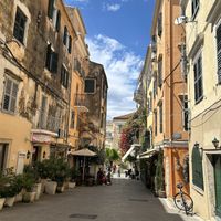 the view  at Starenio Bakery in Corfu