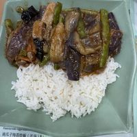 Eggplant, Green Peppers and Tofu with rice - Vegan  at Yat Sum Vegetarian - 一森素食 - Yau Ma Tei in Kowloon