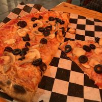 Pizza with vegan cheese at Russo's Kitchen and Bar in Zanesville