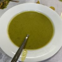 Soup to start  at Lisbon Vegan Restaurante in Lisbon
