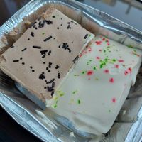 Best cake ever! This is take away, hence the box. at Lisbon Vegan Restaurante in Lisbon