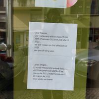 TEMPORARY CLOSURE NOTICE!! at Lisbon Vegan Restaurante in Lisbon