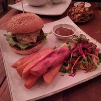 Burger at Vibe Cafe in Phnom Penh