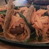 Vegan Soy Meat Tacos with garlic dip at 100% Natural in Playa Del Carmen