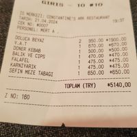 Verry expensive with V.A.T that is supposed to be a tax at Constantine's Ark in Istanbul