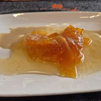 Vegan dessert (sweet pumkin, tahini and sesame oil) at Constantine's Ark in Istanbul