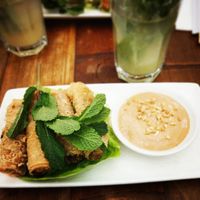 Spring rolls+peanut sauce at Pho in Birmingham