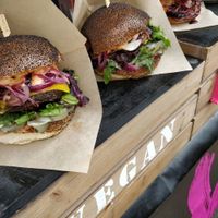 Burgers at Hackney Downs Vegan Market in East London
