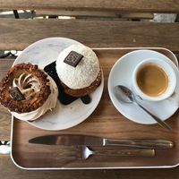Desserts and espresso at VG Pâtisserie in Paris