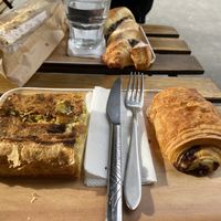 Quiche, Pain au Chocolat  at VG Pâtisserie in Paris