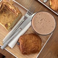 best quiche ever, hot chocolate and pain au chocolat  at VG Pâtisserie in Paris