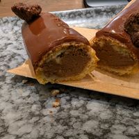 Inside the chocolate eclair at VG Pâtisserie in Paris