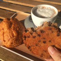 Cookie, pain au chocolat, chocolat chaud at VG Pâtisserie in Paris